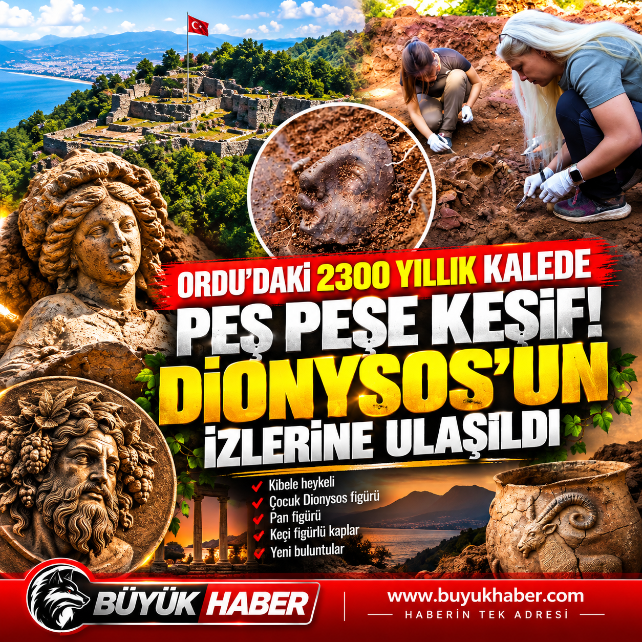 Ordu'daki 2300 yıllık kalede peş peşe keşif! Dionysos'un izlerine ulaşıldı
